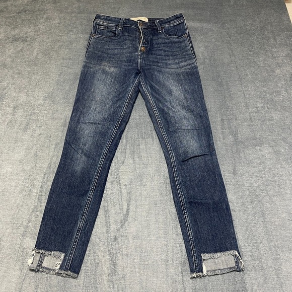 Abercrombie & Fitch Ankle Jeans Womens 4/27 Blue Denim Cotton High Rise Raw Hem - Picture 7 of 15